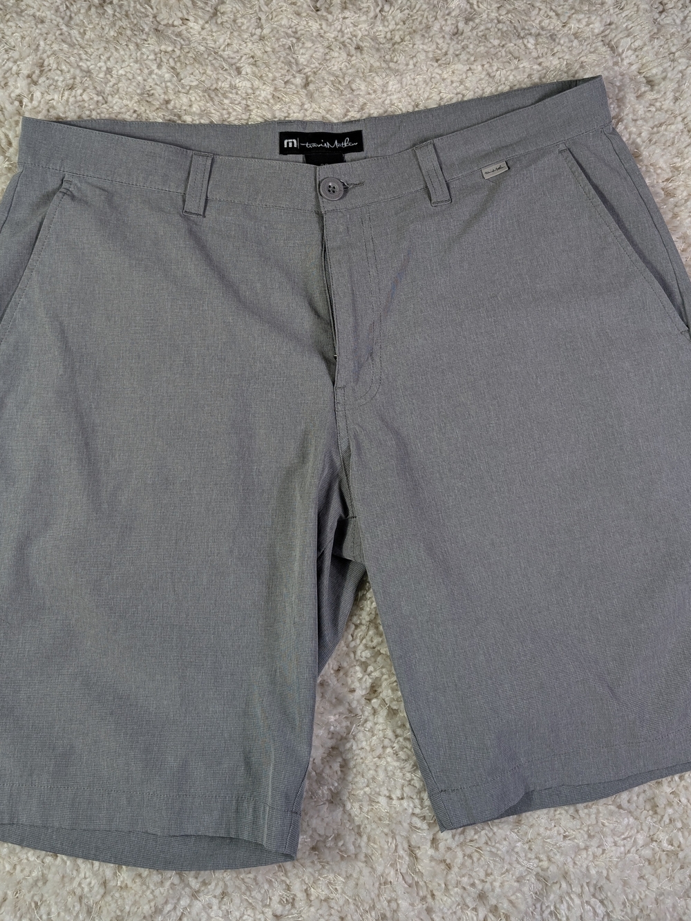 Travis Mathew Men's Light Gray Performance Flat-Front Shorts